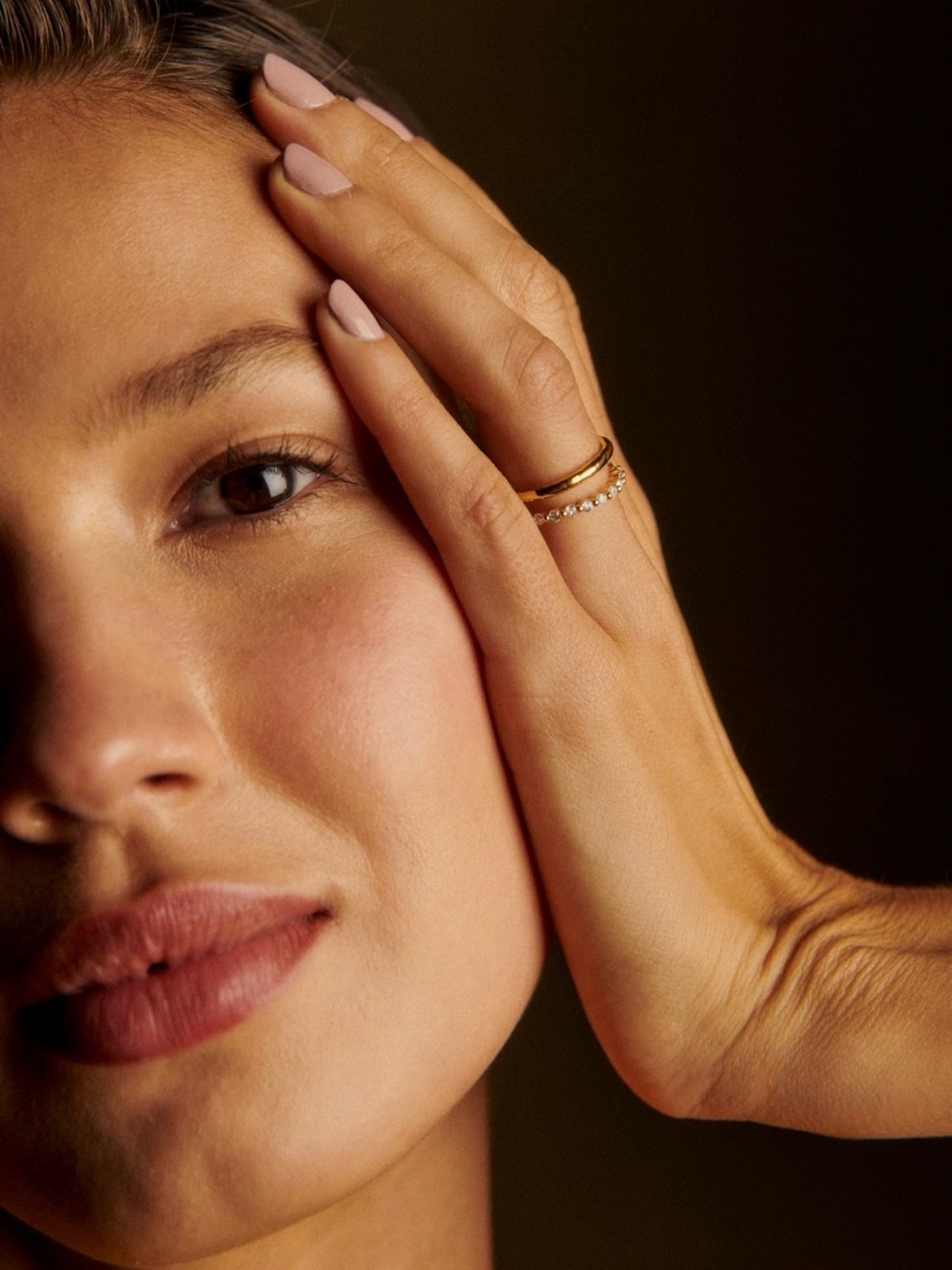 NIB Sezane Gold Double Band Cubic ring